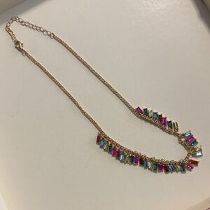 Elegant Gold Necklace with Multicolor Accents